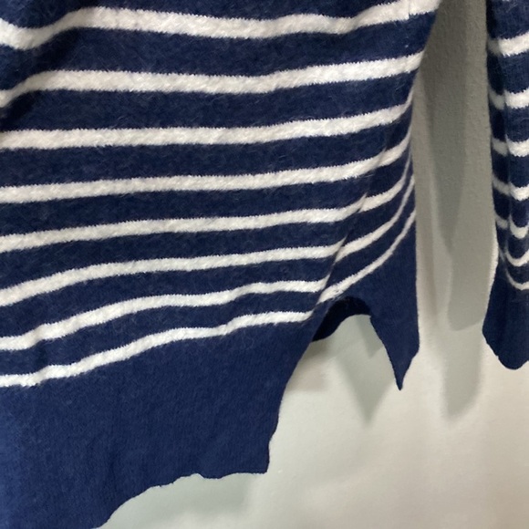 MADEWELL Cozy Walker Open Cardigan Wool Alpaca Blue White Stripe Sweater M0706 - Picture 4 of 9